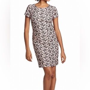 Tommy Hilfiger Pink and Black Shell-Shaped Crochet Pattern Shift Dress